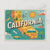 California Staaten Map Postkarte (Vorderseite)