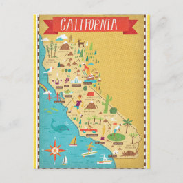 California Staaten Map Postkarte