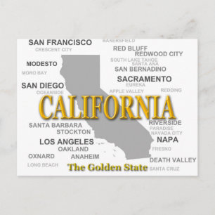 California Staatsstolz Map Silhouette Postkarte