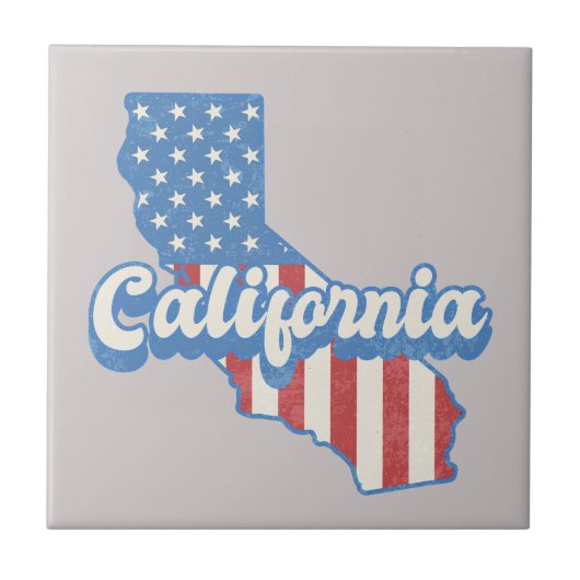 California Stars & Stripes Silhouette Fliese (Vorderseite)