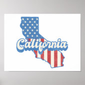 California Stars & Stripes Silhouette Poster (Vorne)