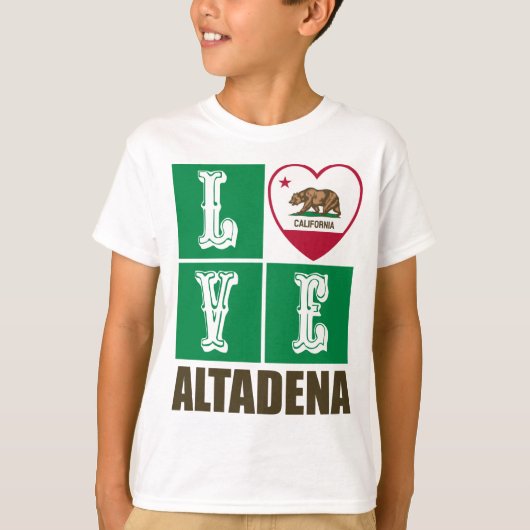 California State Flag Heart Altadena T-Shirt (Vorderseite)