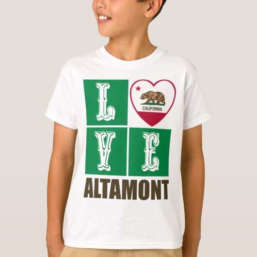 California State Flag Heart Altamont T-Shirt (Vorderseite)