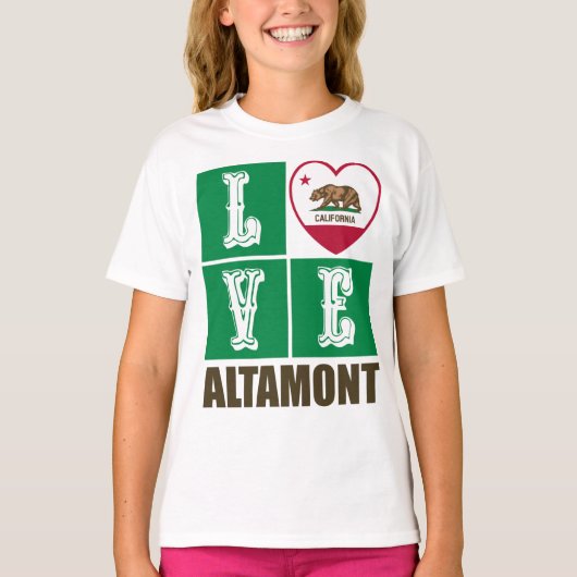 California State Flag Heart Altamont T-Shirt (Vorderseite)