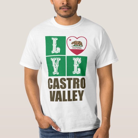 California State Flag Heart Castro Valley T-Shirt (Vorderseite)