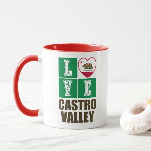 California State Flag Heart Castro Valley Tasse (Mit Donut)