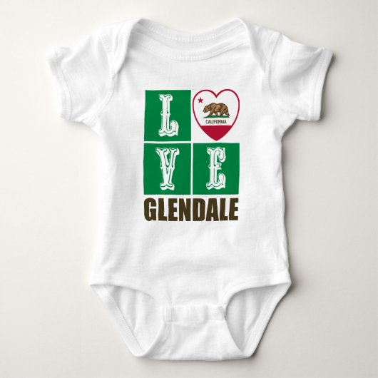 California State Flag Heart Glendale Baby Strampler (Vorderseite)