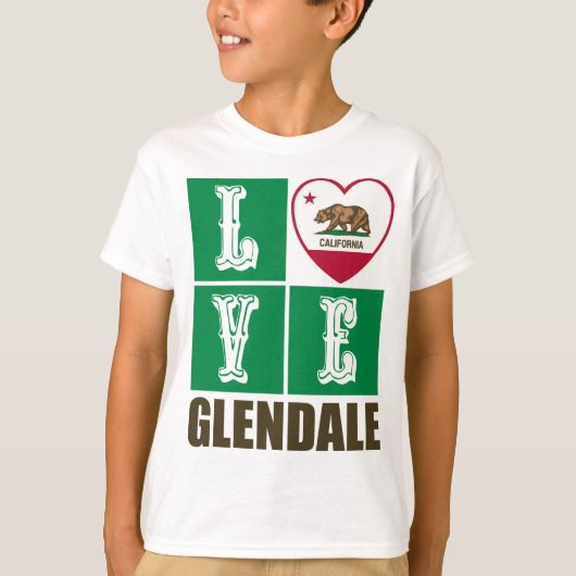 California State Flag Heart Glendale T-Shirt (Vorderseite)