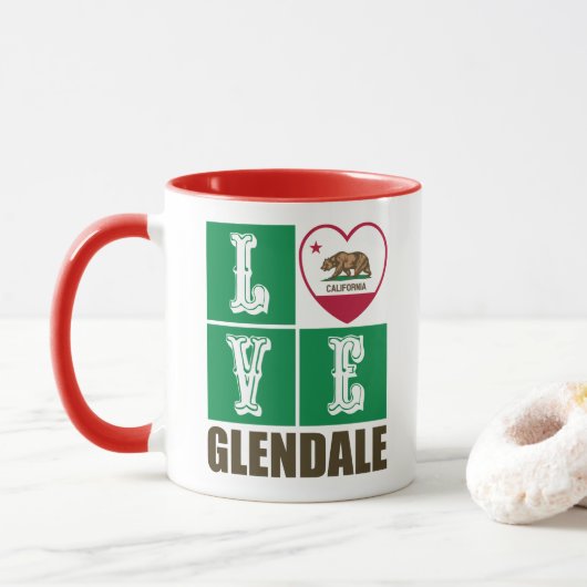 California State Flag Heart Glendale Tasse (Mit Donut)