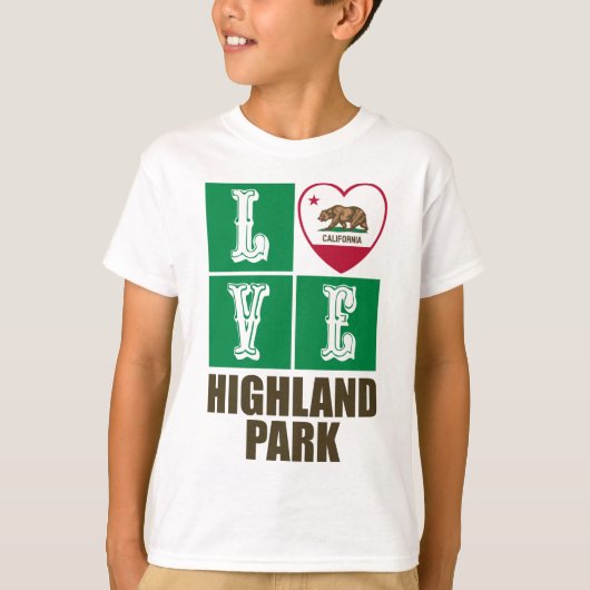 California State Flag Heart Highland Park T-Shirt (Vorderseite)