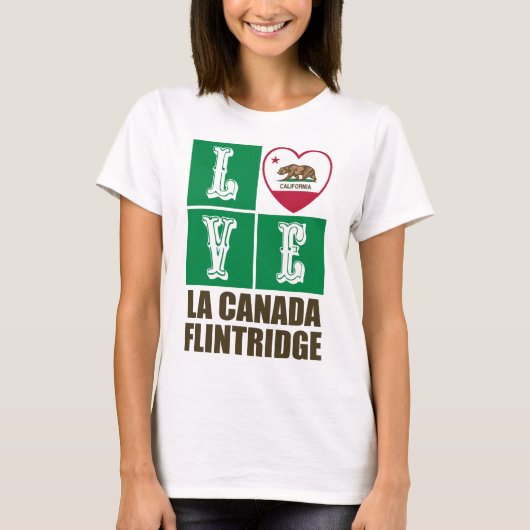 California State Flag Heart La Canada Flintridge T-Shirt (Vorderseite)
