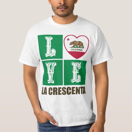 California State Flag Heart La Crescenta T-Shirt (Vorderseite)