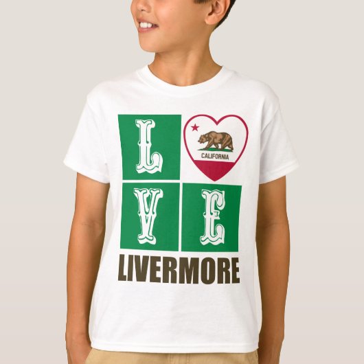 California State Flag Heart Livermore T-Shirt (Vorderseite)
