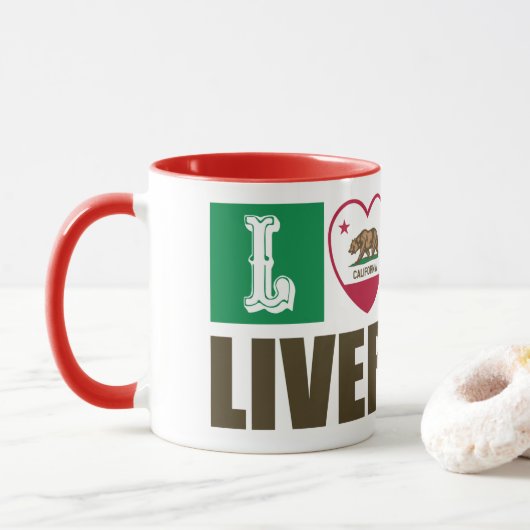 California State Flag Heart Livermore Tasse (Mit Donut)