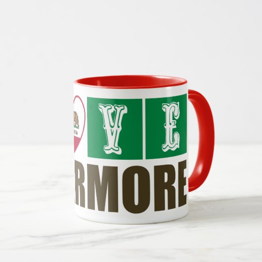 California State Flag Heart Livermore Tasse (VorderseiteRechts)