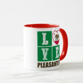 California State Flag Heart Pleasanton Tasse (VorderseiteRechts)