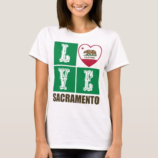 California State Flag Heart Sacramento T-Shirt (Vorderseite)