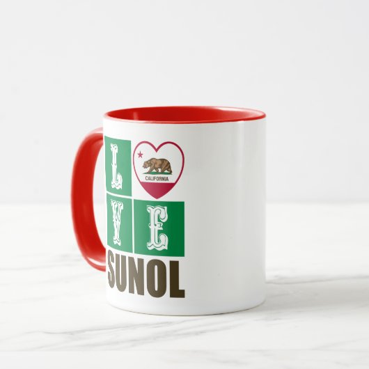 California State Flag Herz Liebe Sunol Tasse (Vorderseite Links)