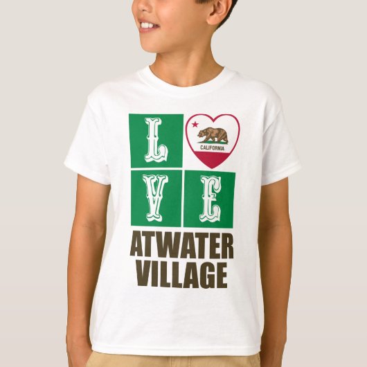 California State Flag Herzstück Liebe Atwater Vill T-Shirt (Vorderseite)