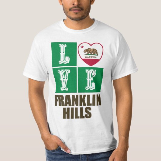 California State Flag Liebe Franklin Hills T-Shirt (Vorderseite)