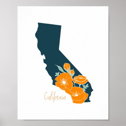 California State flower Poppy Silhouette floral Poster (Vorne)