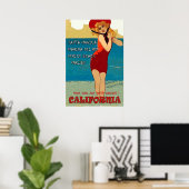 California Strände, Frau in rotem Badeanzug Poster (Heimbüro)