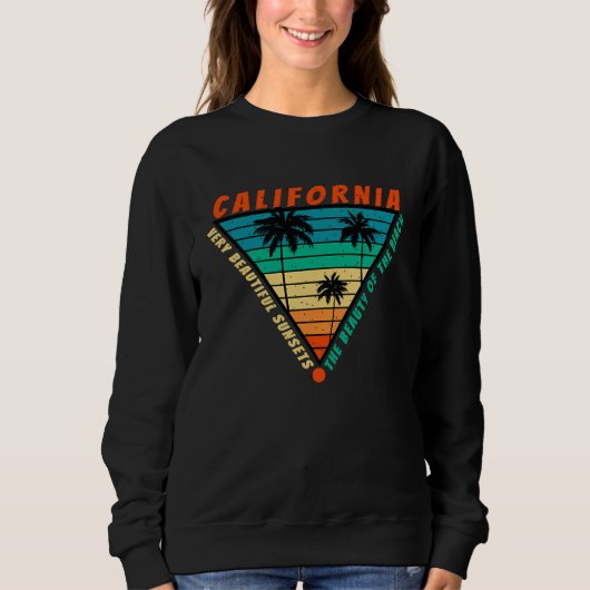 California Summer Beach Vintage Sunset Sweatshirt (Vorderseite)