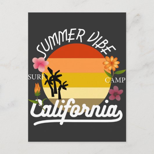 California Summer Vibe Surf Camp Postcard Postkarte (Vorderseite)