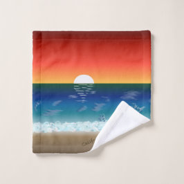 California Sunset | Beach Sand Heart Badhandtuch Set
