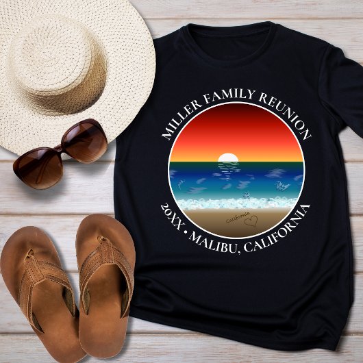 California Sunset Beach Sand Heart Family Wiederse T-Shirt