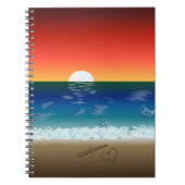 California Sunset | Beach Sand Heart Notizblock (Vorderseite)