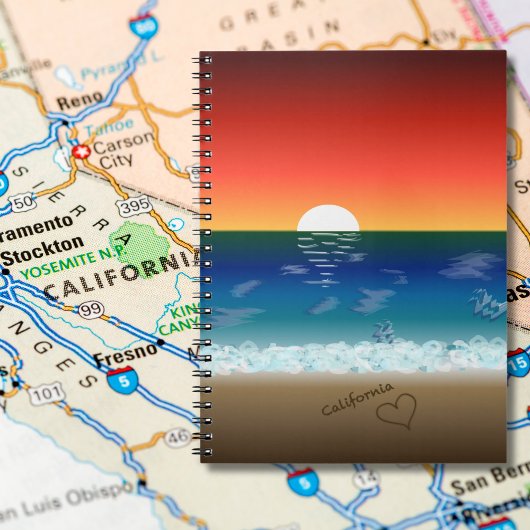California Sunset | Beach Sand Heart Notizblock