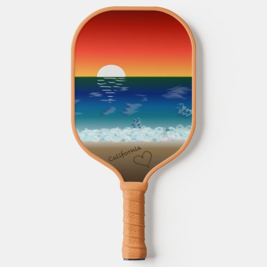 California Sunset | Beach Sand Heart Pickleball Schläger (Vorderseite)