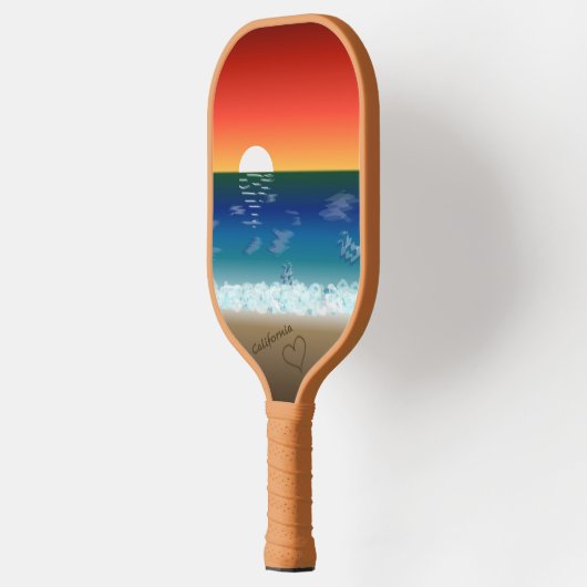 California Sunset | Beach Sand Heart Pickleball Schläger (Links)