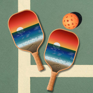 California Sunset   Beach Sand Heart Pickleball Schläger