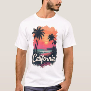 California Sunset Beach T - Shirts   Retro Vintag