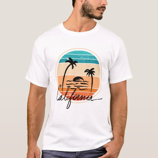 California Sunset Retro Vintag T-Shirt (Vorderseite)