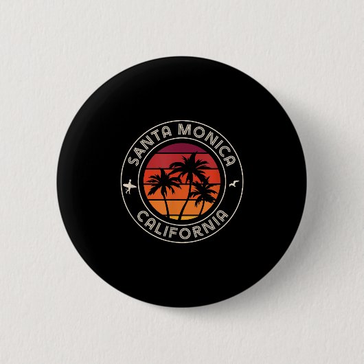 California Sunset Surfer und Seagull Santa Monica Button (Vorderseite)