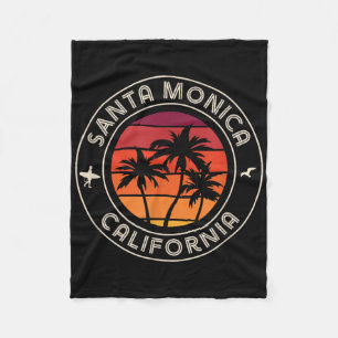 California Sunset Surfer und Seagull Santa Monica Fleecedecke