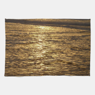 California Sunset Waves Ocean Seascape Handtuch