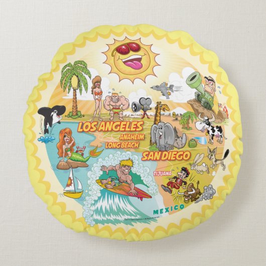 California Sunshine Paradise Poufs Rundes Kissen (Vorderseite)