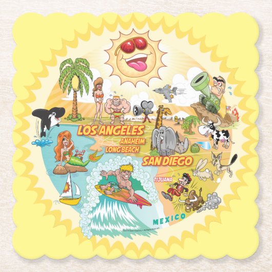 California Sunshine Paradise Scalloped Untersetzer (Vorderseite)