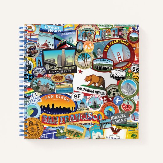 California Super Sticker Collage Muster Notizblock (Vorderseite)