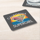 California Supergirl Sunset Graphic Rechteckiger Pappuntersetzer (angewinkelt)
