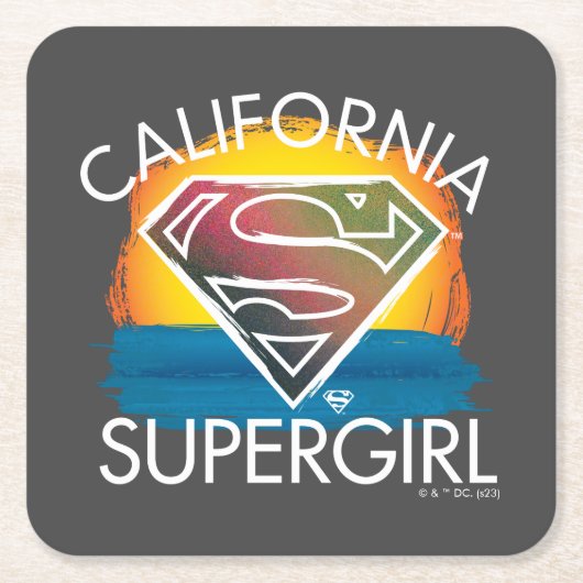 California Supergirl Sunset Graphic Rechteckiger Pappuntersetzer (Vorderseite)