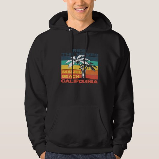 California Surf Retro Malibu Abenteuer Urlaub Hoodie (Vorderseite)