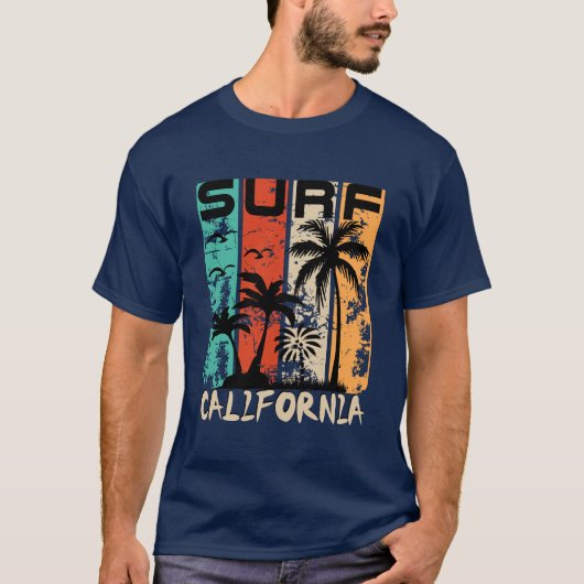 California Surf Summer Beach Surfing Design T-Shirt (Vorderseite)