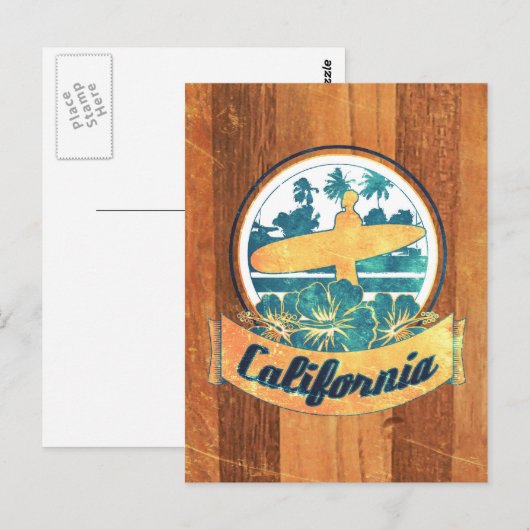California Surfboard Postkarte (Vorne/Hinten)
