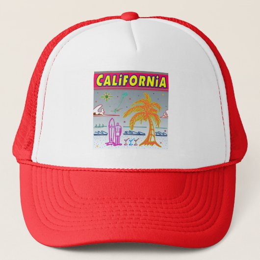 "CALIFORNIA" Surfer Beach Hat Truckerkappe (Vorderseite)