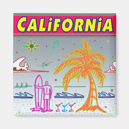 "CALIFORNIA" Surfer Beach Magnet (Vorne)